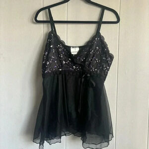 Vintage Black and purple lace embroidery babydoll top with detail size 18 /20